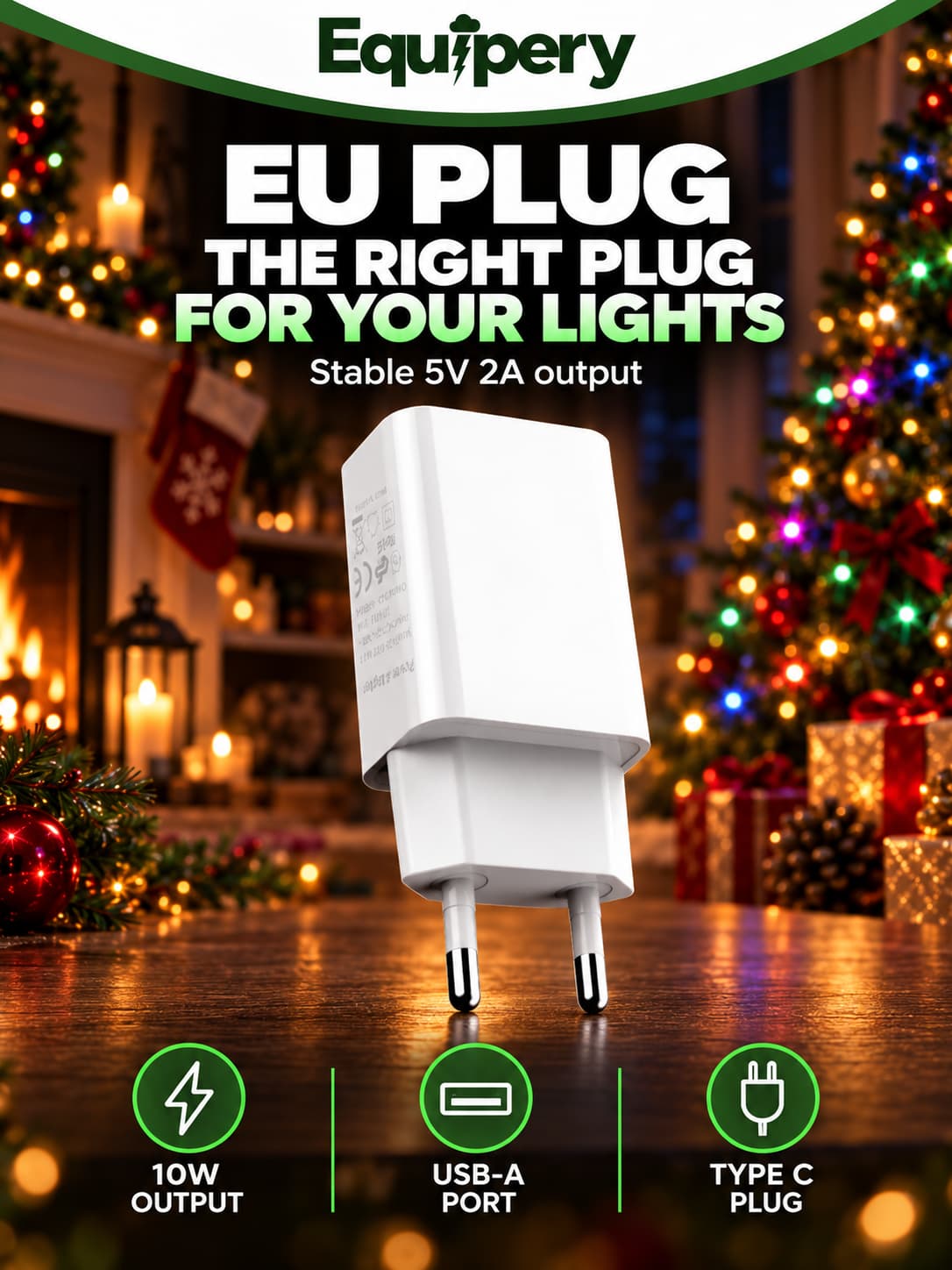 Equipery 5V 2A USB Power Adapter