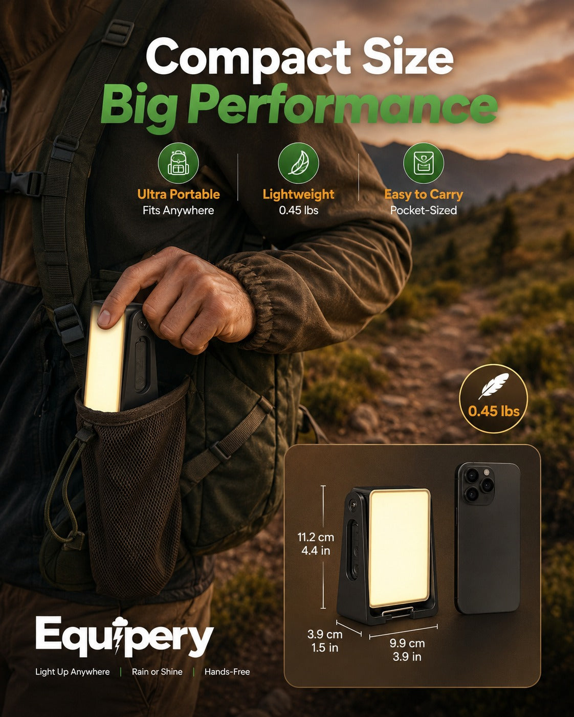 Rechargeable LED  Camping Light – 2-in-1 Dimmable Flashlight, 360° Rotating Stand