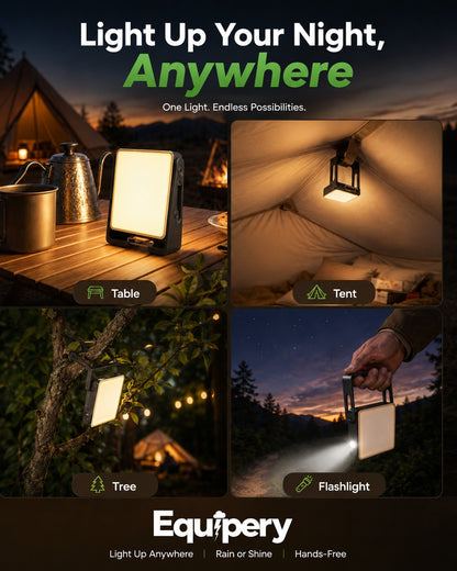 Rechargeable LED  Camping Light – 2-in-1 Dimmable Flashlight, 360° Rotating Stand