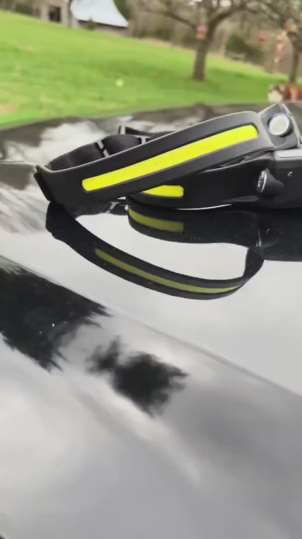 Headlamp demo clip 02 — reference footage; source: https://selectbasics.com/products/rechargeable-headlamp-with-motion-sensor